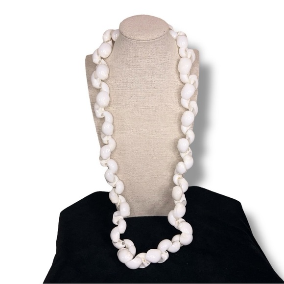 White Shell Necklace Handmade Beach Boho Bohemian 36” Length - Picture 1 of 7